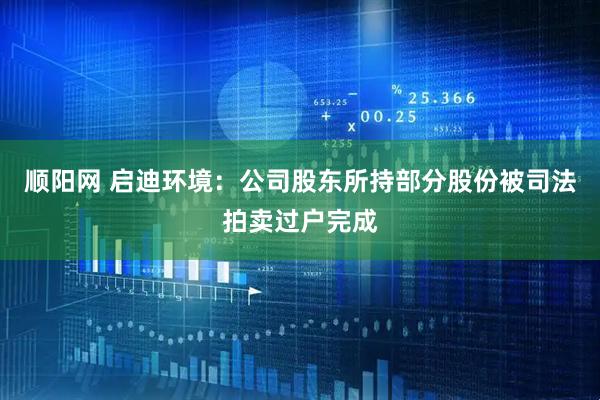 顺阳网 启迪环境：公司股东所持部分股份被司法拍卖过户完成