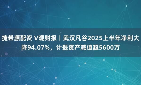 捷希源配资 V观财报｜武汉凡谷2025上半年净利大降94.07%，计提资产减值超5600万